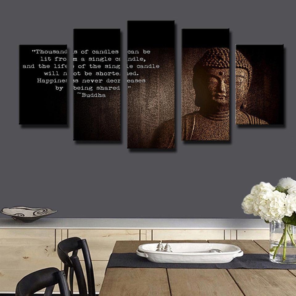 Figure Of Buddha 5 Piece HD Multi Panel Canvas Wall Art Frame-Original Frame