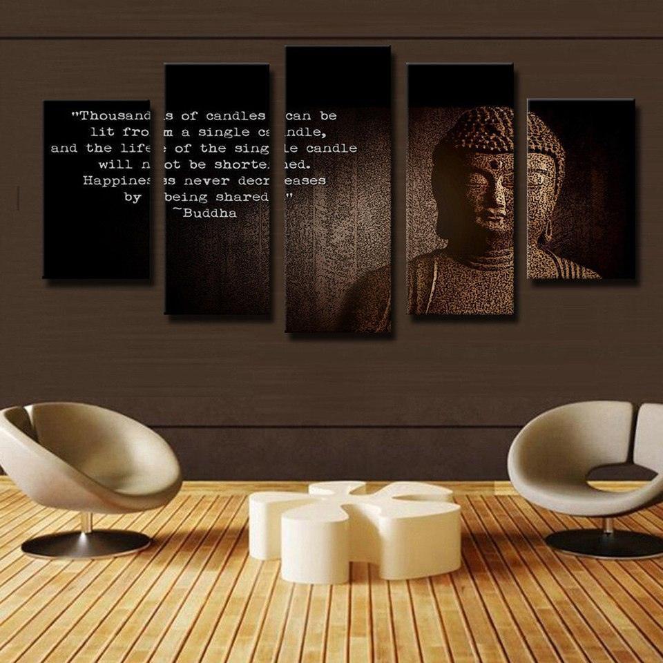 Figure Of Buddha 5 Piece HD Multi Panel Canvas Wall Art Frame-Original Frame