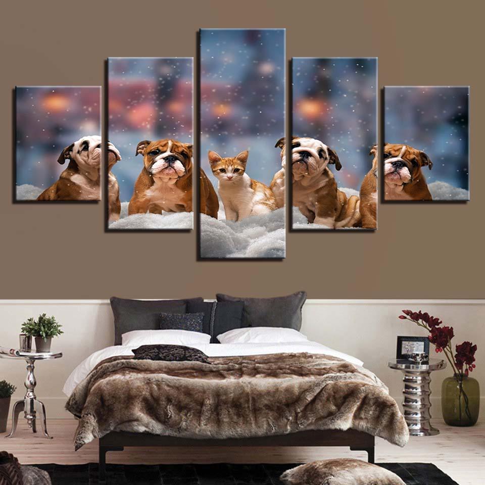 Animals 5 Piece HD Multi Panel Canvas Wall Art Frame-Original Frame