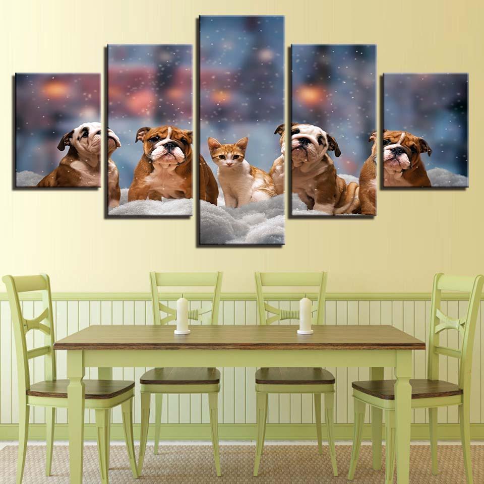 Animals 5 Piece HD Multi Panel Canvas Wall Art Frame-Original Frame