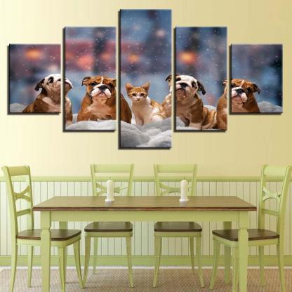 Animals 5 Piece HD Multi Panel Canvas Wall Art Frame-Original Frame