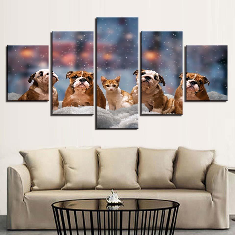 Animals 5 Piece HD Multi Panel Canvas Wall Art Frame-Original Frame