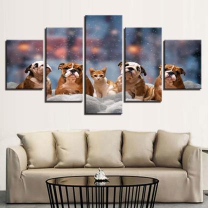 Animals 5 Piece HD Multi Panel Canvas Wall Art Frame-Original Frame