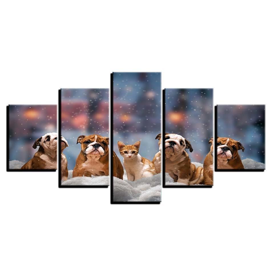 Animals 5 Piece HD Multi Panel Canvas Wall Art Frame-Original Frame