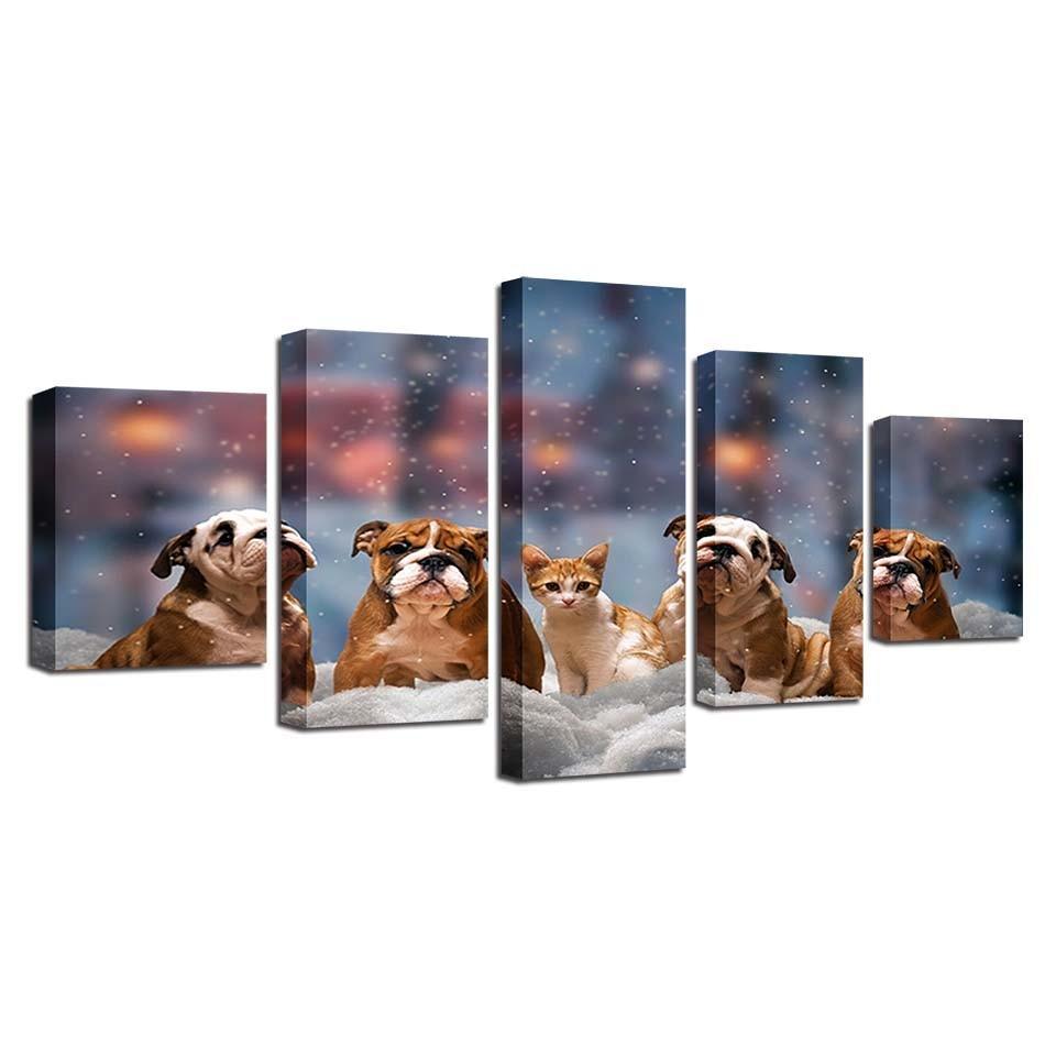 Animals 5 Piece HD Multi Panel Canvas Wall Art Frame-Original Frame