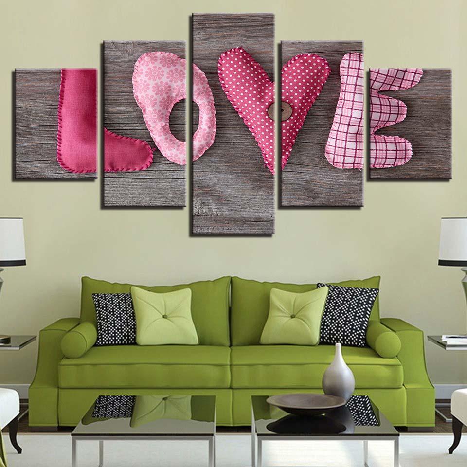 English Letter Pictures 5 Piece HD Multi Panel Canvas Wall Art Frame-Original Frame