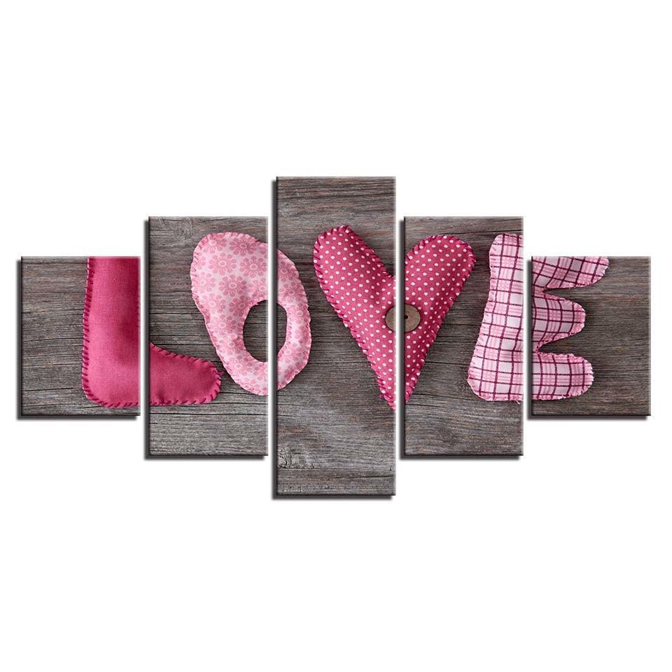 English Letter Pictures 5 Piece HD Multi Panel Canvas Wall Art Frame-Original Frame