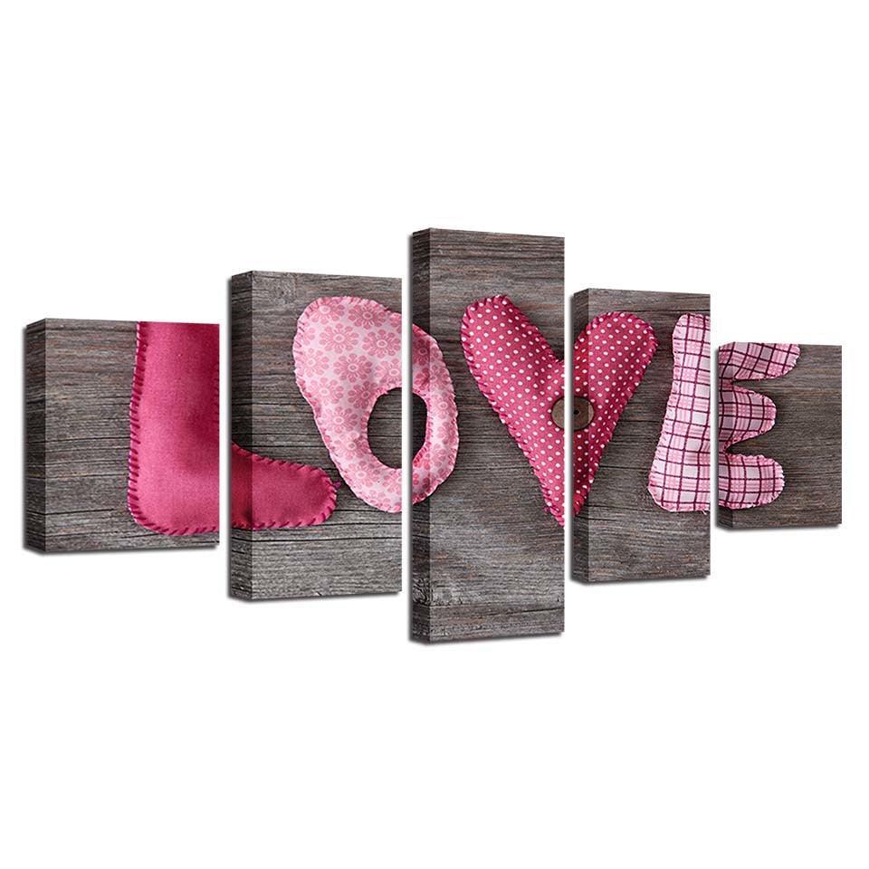 English Letter Pictures 5 Piece HD Multi Panel Canvas Wall Art Frame-Original Frame
