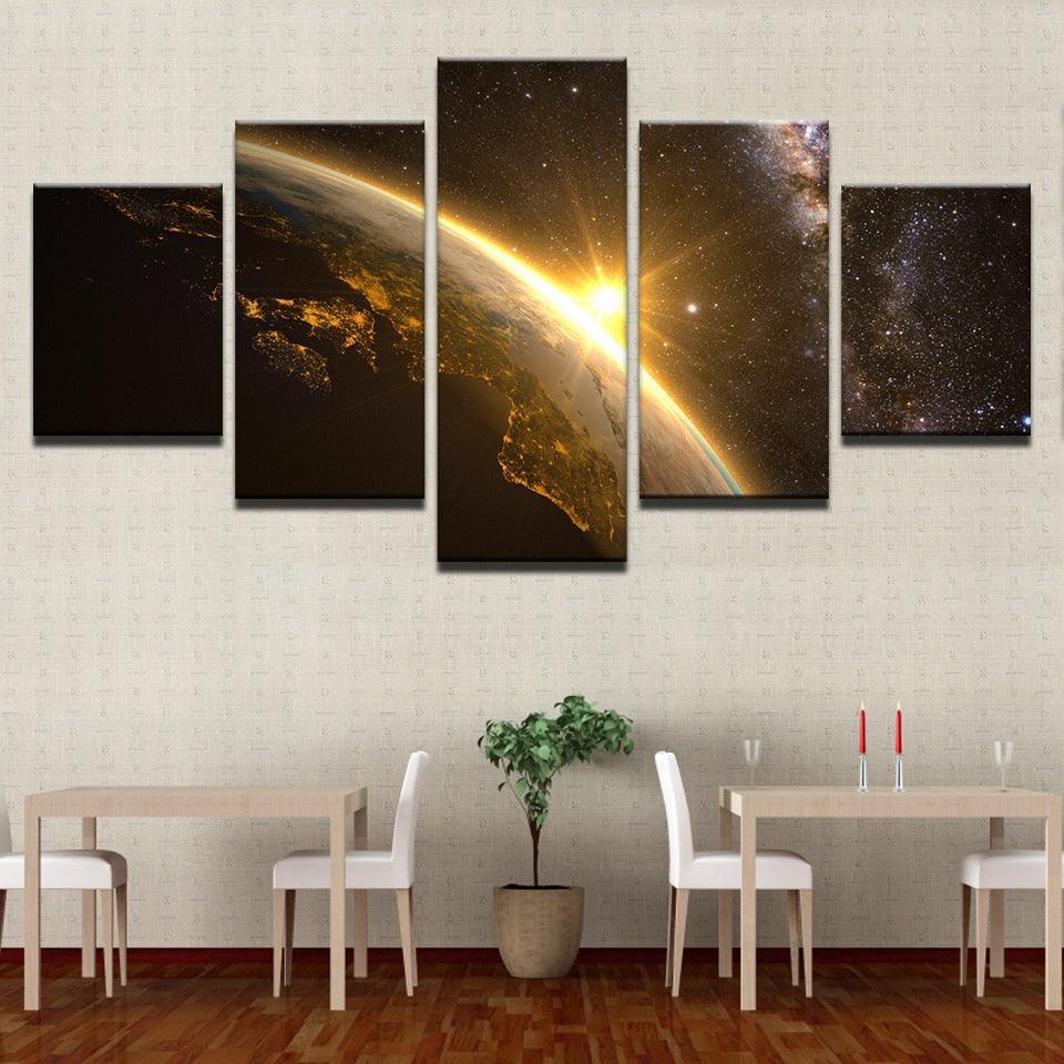 Planet Sunshine 5 Piece HD Multi Panel Canvas Wall Art-Original Frame