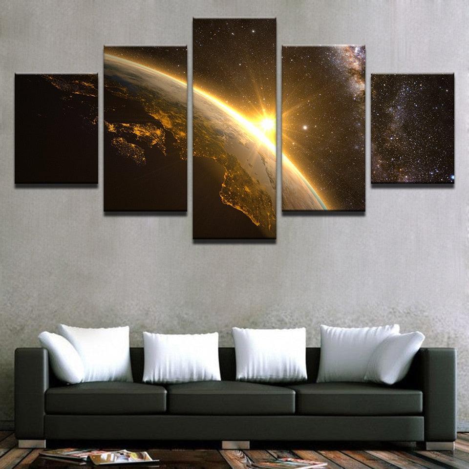 Planet Sunshine 5 Piece HD Multi Panel Canvas Wall Art-Original Frame