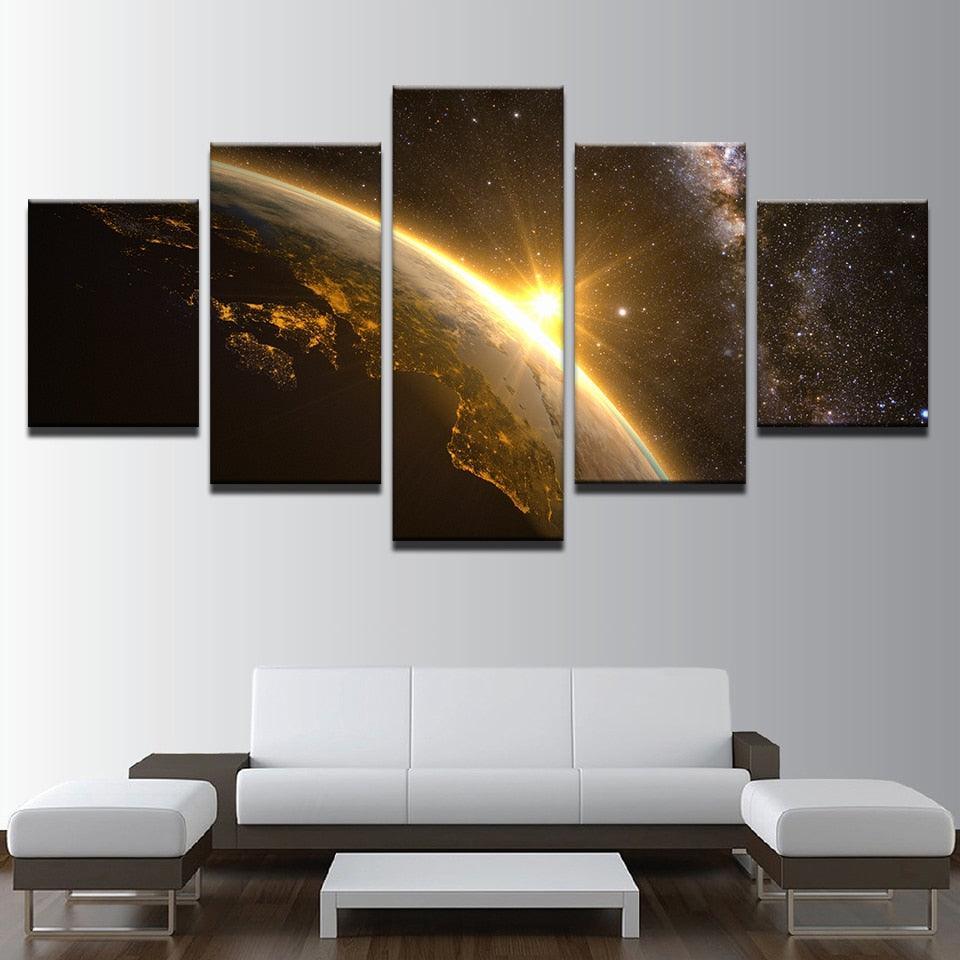Planet Sunshine 5 Piece HD Multi Panel Canvas Wall Art-Original Frame
