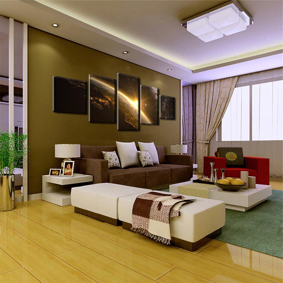 Planet Sunshine 5 Piece HD Multi Panel Canvas Wall Art-Original Frame