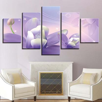 Flowers 5 Piece HD Multi Panel Canvas Wall Art Frame-Original Frame