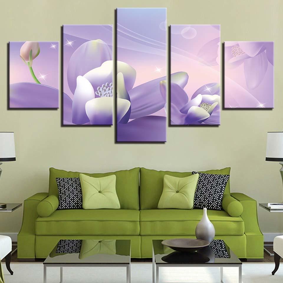 Flowers 5 Piece HD Multi Panel Canvas Wall Art Frame-Original Frame