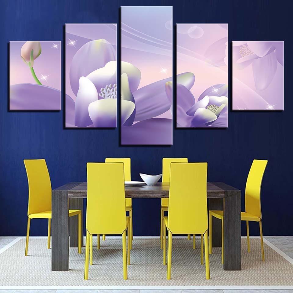 Flowers 5 Piece HD Multi Panel Canvas Wall Art Frame-Original Frame