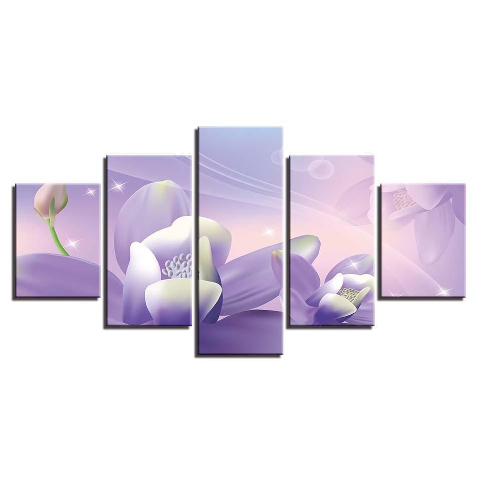 Flowers 5 Piece HD Multi Panel Canvas Wall Art Frame-Original Frame