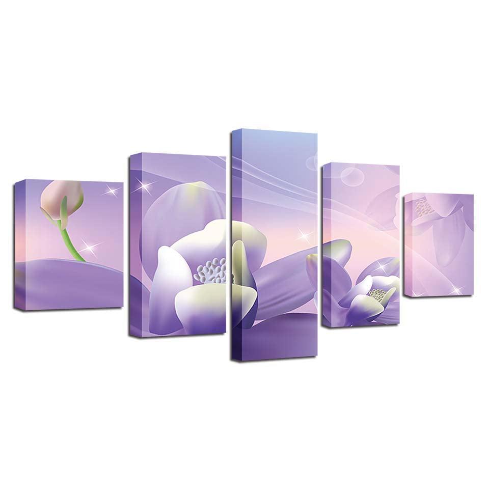 Flowers 5 Piece HD Multi Panel Canvas Wall Art Frame-Original Frame