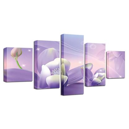 Flowers 5 Piece HD Multi Panel Canvas Wall Art Frame-Original Frame