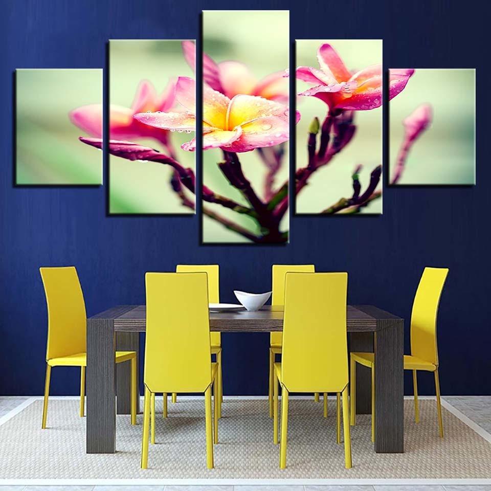 Flower Branch Snow Mountains 5 Piece HD Multi Panel Canvas Wall Art Frame-Original Frame