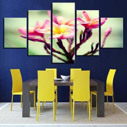 Flower Branch Snow Mountains 5 Piece HD Multi Panel Canvas Wall Art Frame-Original Frame