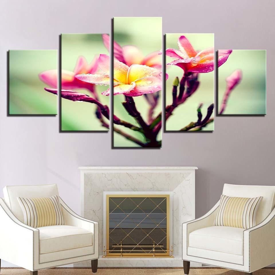 Flower Branch Snow Mountains 5 Piece HD Multi Panel Canvas Wall Art Frame-Original Frame