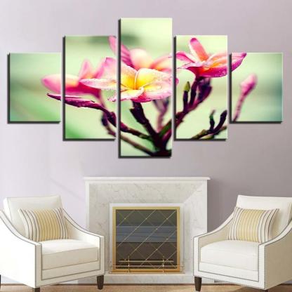 Flower Branch Snow Mountains 5 Piece HD Multi Panel Canvas Wall Art Frame-Original Frame