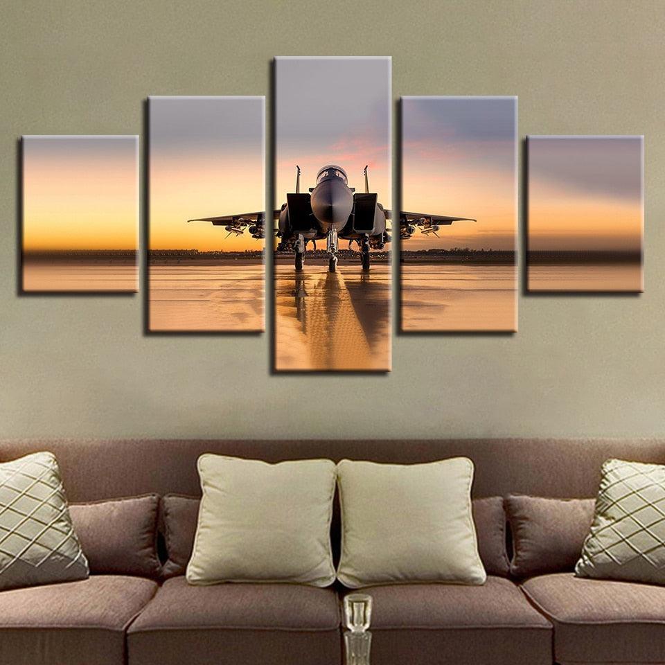 Strike Eagle Force 5 Piece HD Multi Panel Canvas Wall Art Frame-Original Frame