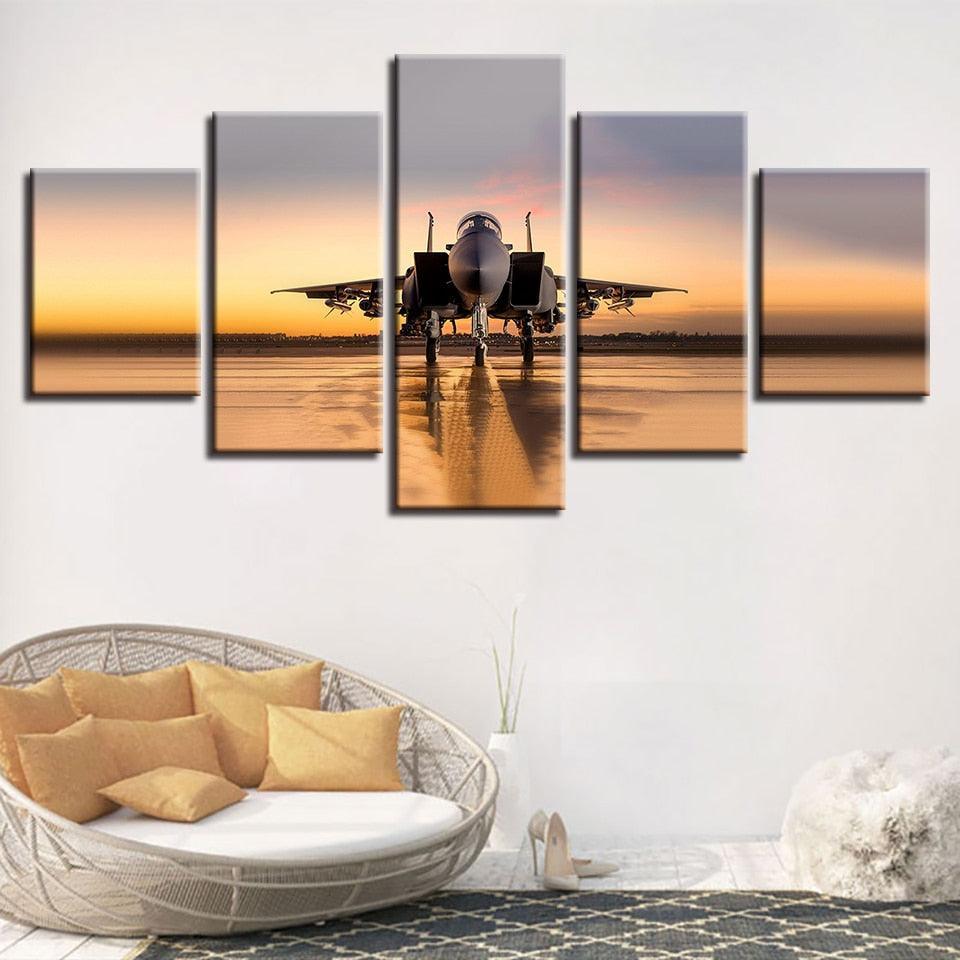 Strike Eagle Force 5 Piece HD Multi Panel Canvas Wall Art Frame-Original Frame