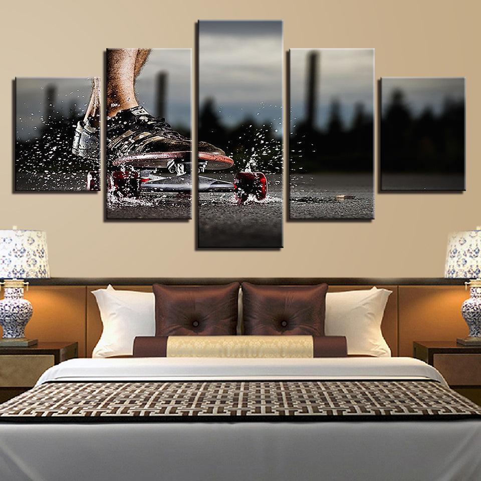 Extreme Sports Skateboard 5 Piece HD Multi Panel Canvas Wall Art Frame-Original Frame