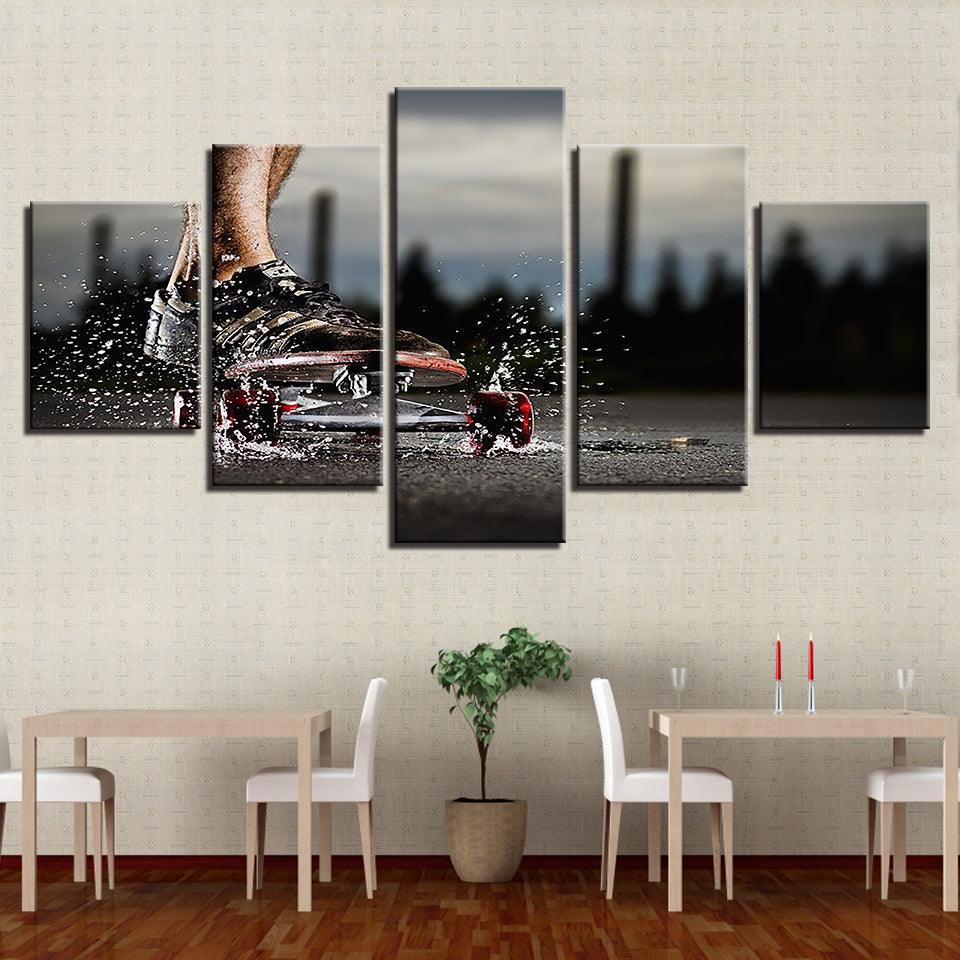 Extreme Sports Skateboard 5 Piece HD Multi Panel Canvas Wall Art Frame-Original Frame
