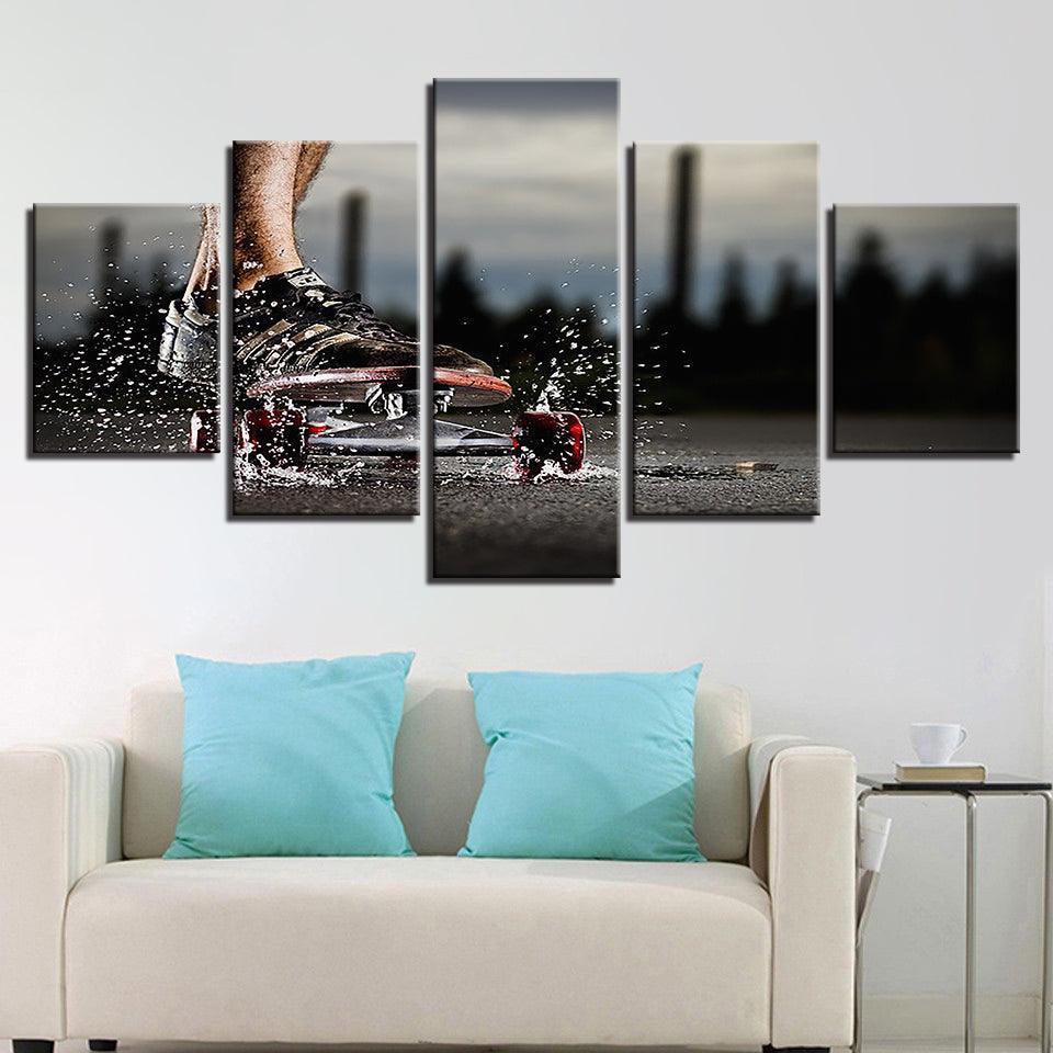 Extreme Sports Skateboard 5 Piece HD Multi Panel Canvas Wall Art Frame-Original Frame