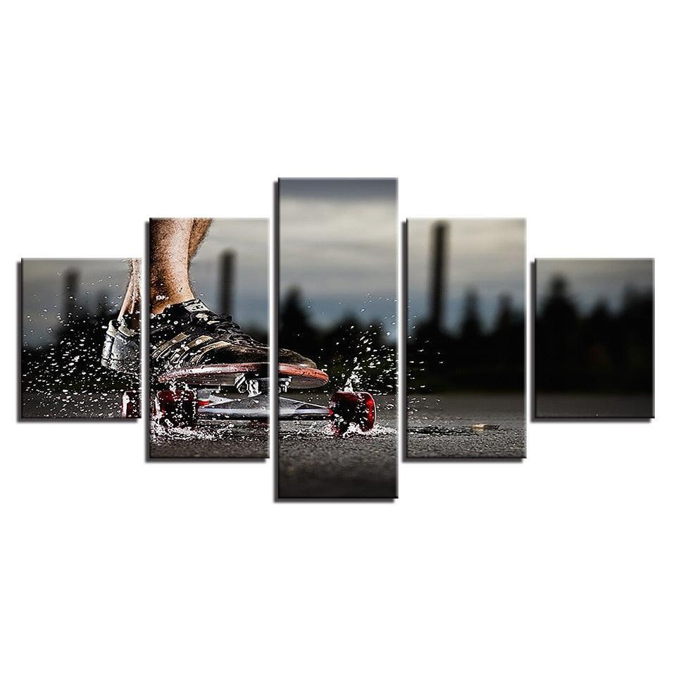 Extreme Sports Skateboard 5 Piece HD Multi Panel Canvas Wall Art Frame-Original Frame