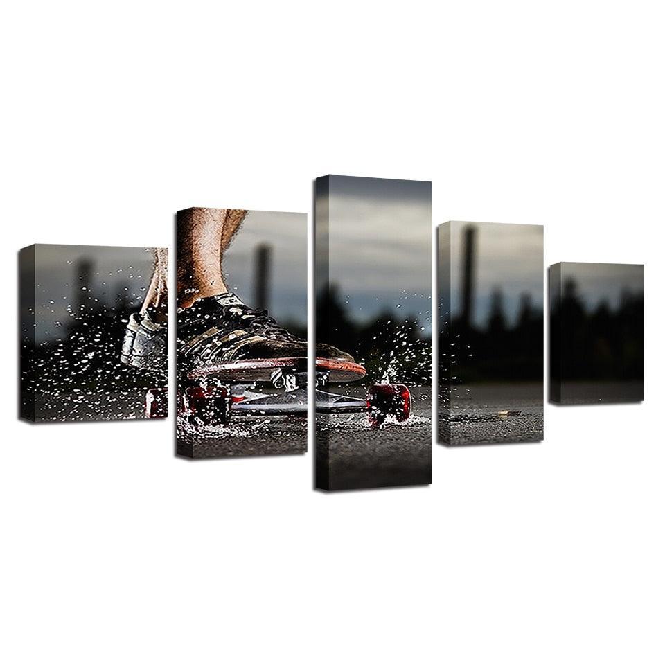Extreme Sports Skateboard 5 Piece HD Multi Panel Canvas Wall Art Frame-Original Frame