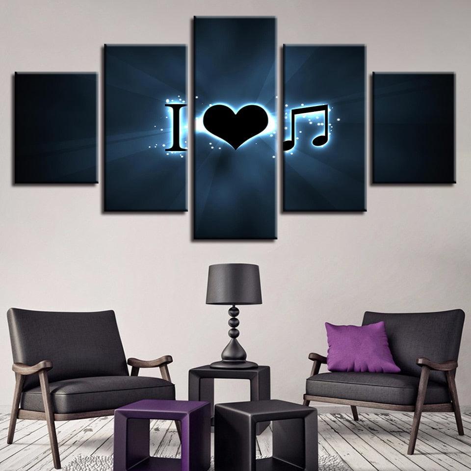 Music 5 Piece HD Multi Panel Canvas Wall Art Frame-Original Frame