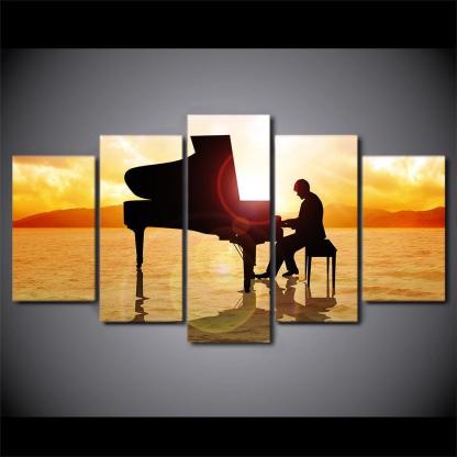 Prince Plays The Piano 5 Piece HD Multi Panel Canvas Wall Art-Original Frame
