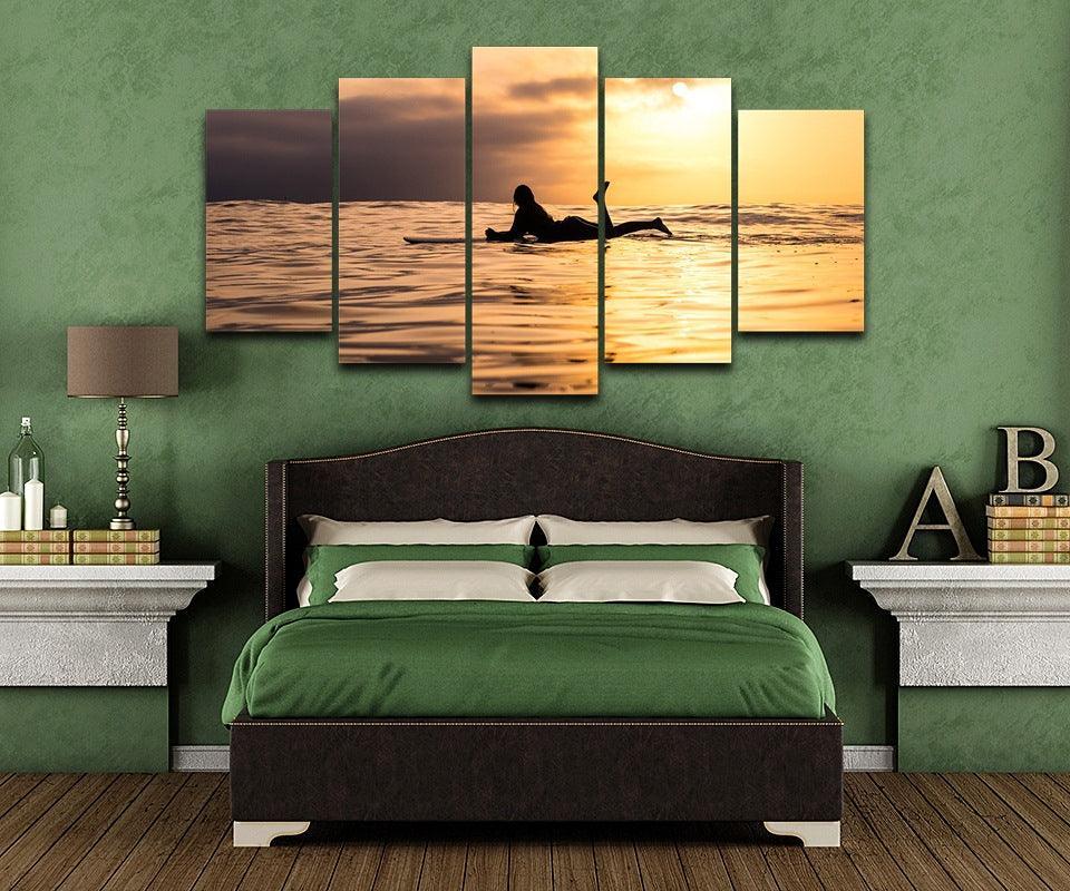 Woman Lying In The Sunset 5 Piece HD Multi Panel Canvas Wall Art Frame-Original Frame
