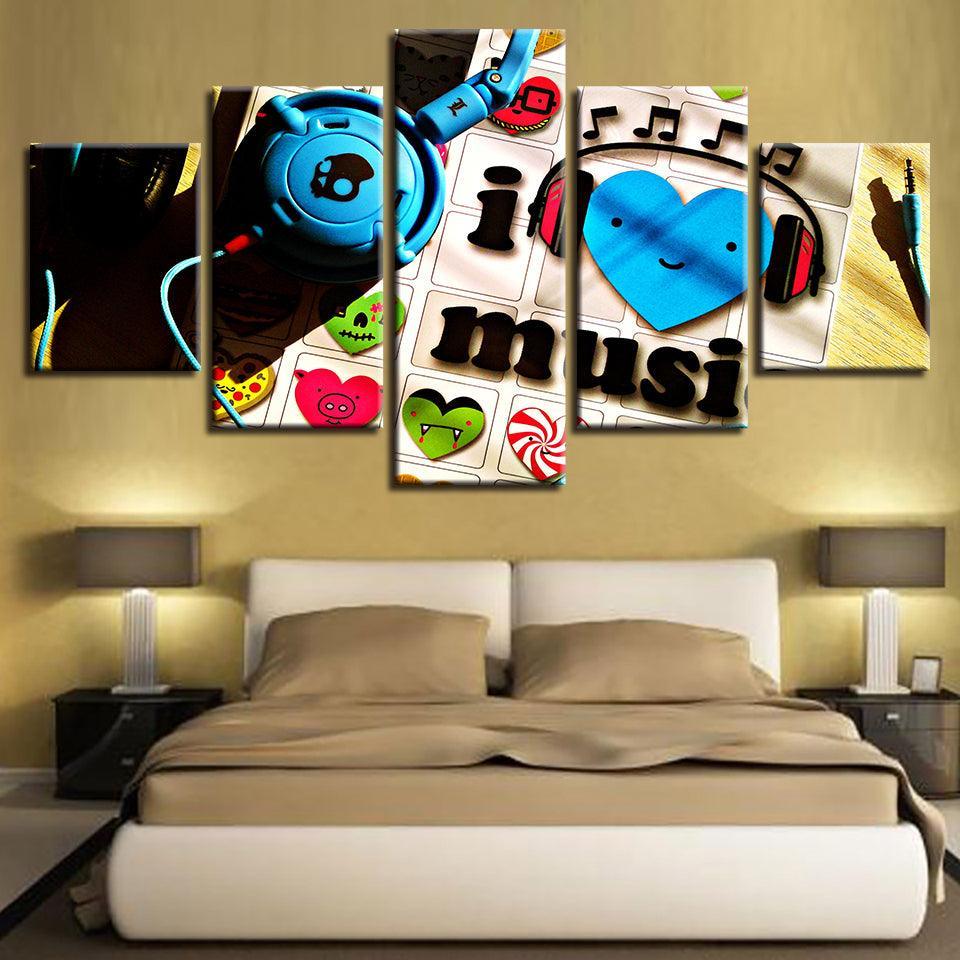 Music Art 5 Piece HD Multi Panel Canvas Wall Art Frame-Original Frame