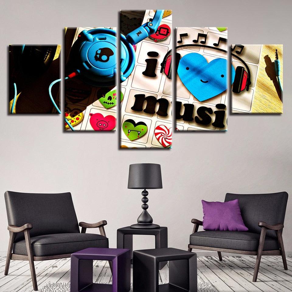 Music Art 5 Piece HD Multi Panel Canvas Wall Art Frame-Original Frame