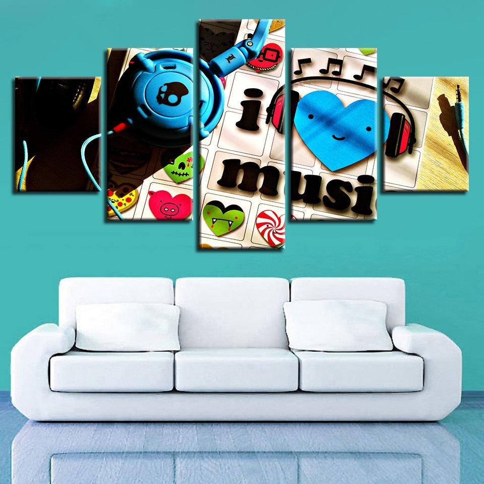 Music Art 5 Piece HD Multi Panel Canvas Wall Art Frame-Original Frame