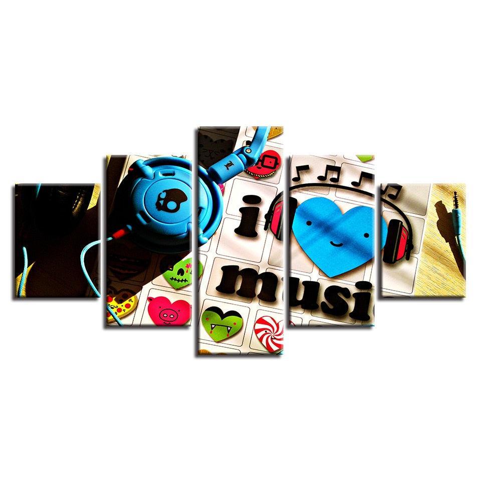 Music Art 5 Piece HD Multi Panel Canvas Wall Art Frame-Original Frame