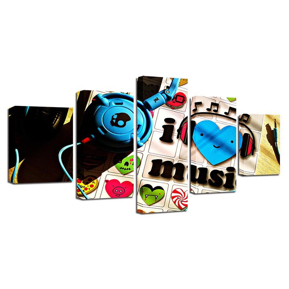 Music Art 5 Piece HD Multi Panel Canvas Wall Art Frame-Original Frame