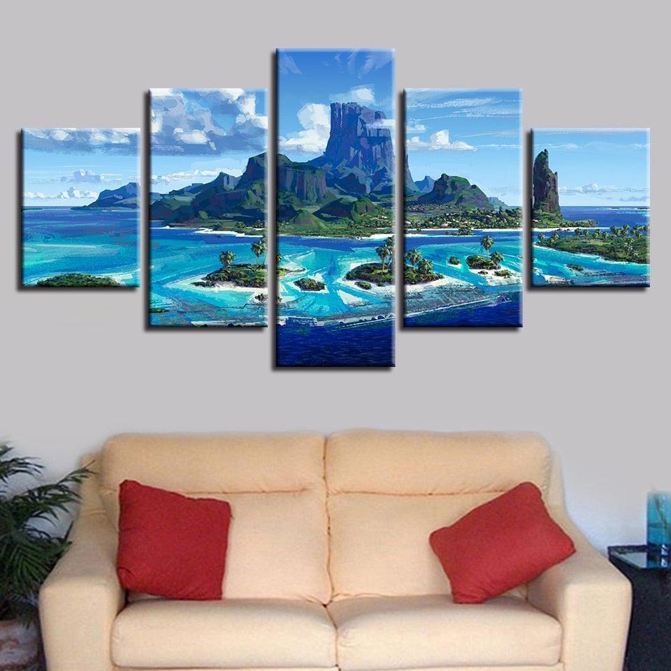 Abstract Seascape 5 Piece HD Multi Panel Canvas Wall Art Frame-Original Frame