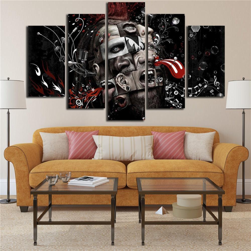 Psychedelic Music Art 5 Piece HD Multi Panel Canvas Wall Art-Original Frame