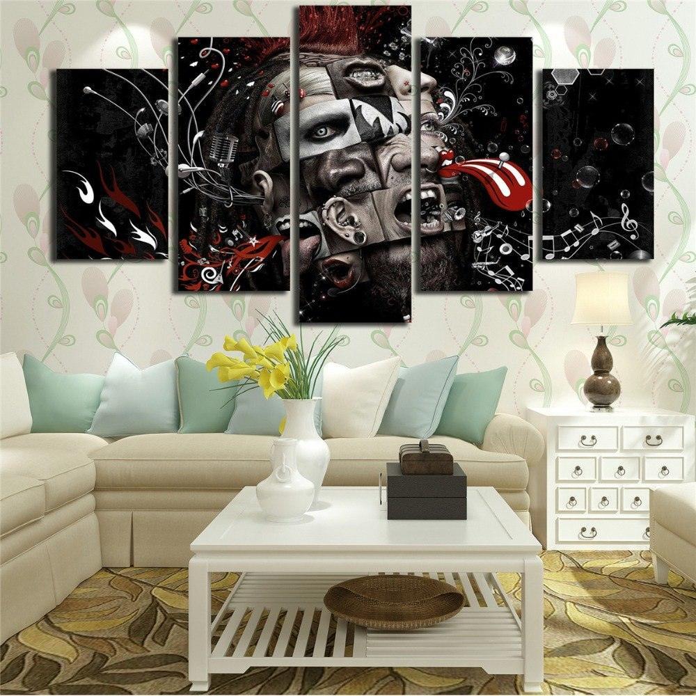 Psychedelic Music Art 5 Piece HD Multi Panel Canvas Wall Art-Original Frame