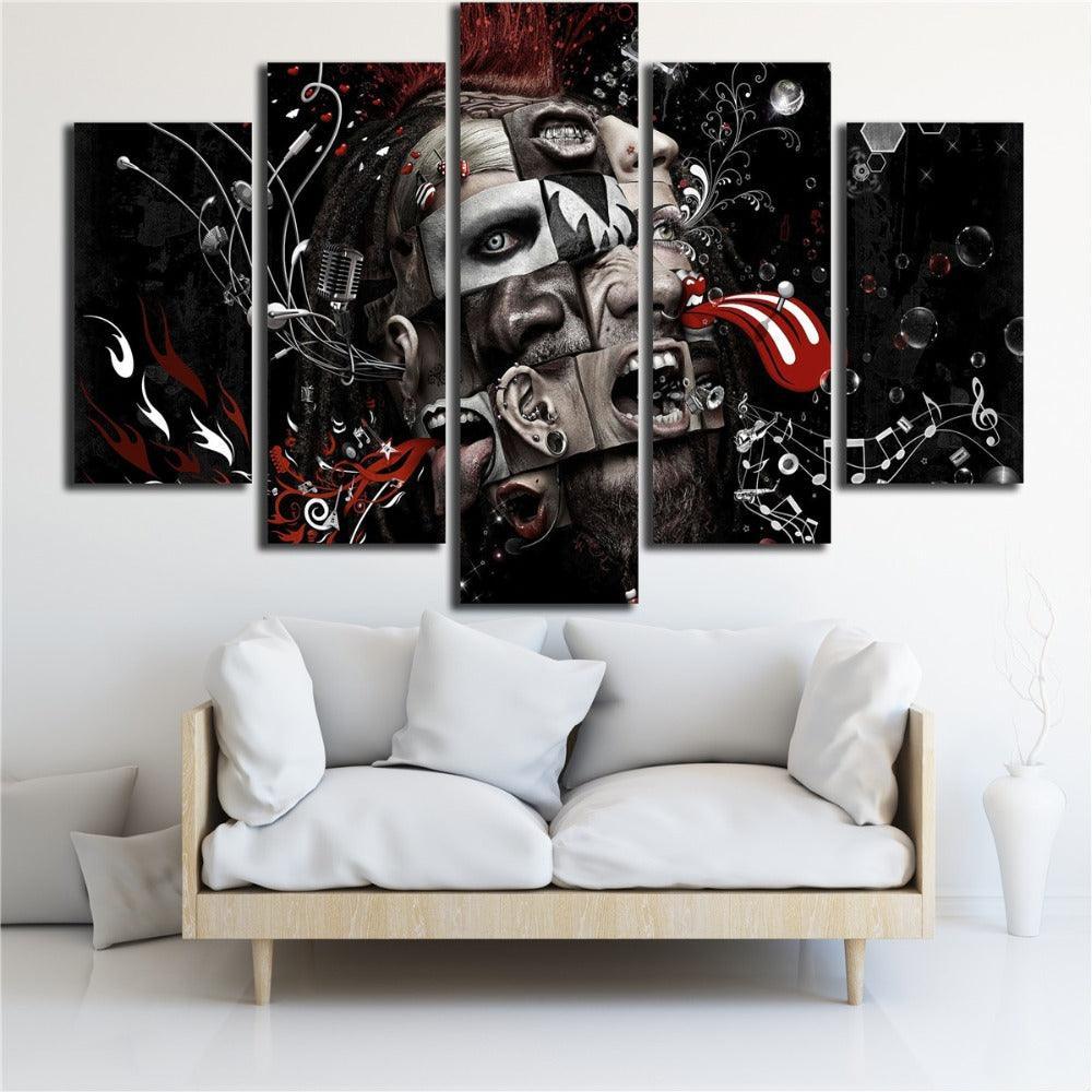 Psychedelic Music Art 5 Piece HD Multi Panel Canvas Wall Art-Original Frame