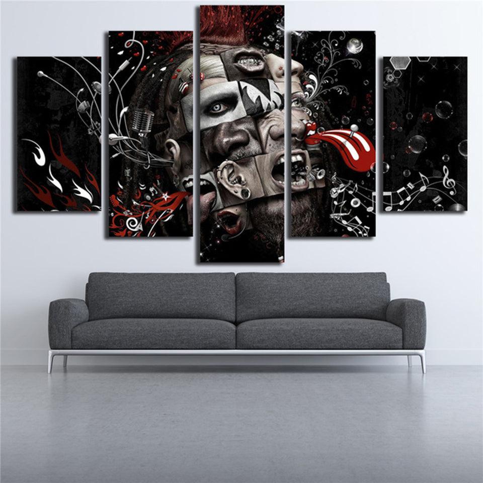 Psychedelic Music Art 5 Piece HD Multi Panel Canvas Wall Art-Original Frame