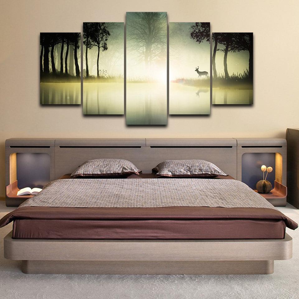 Jungle 5 Piece HD Multi Panel Canvas Wall Art Frame-Original Frame