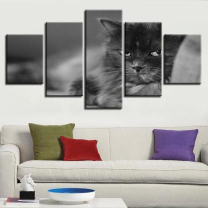 Cute Cat 5 Piece HD Multi Panel Canvas Wall Art Frame-Original Frame