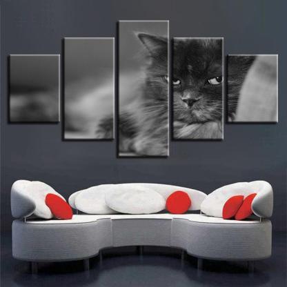 Cute Cat 5 Piece HD Multi Panel Canvas Wall Art Frame-Original Frame