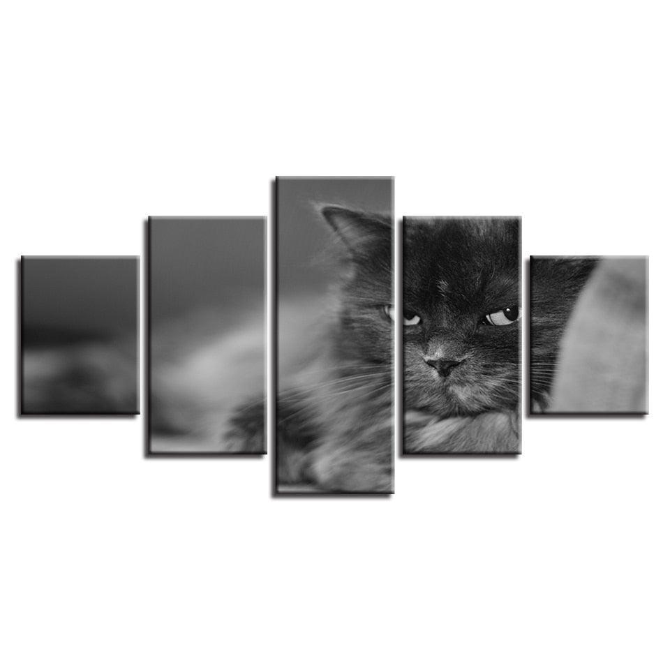 Cute Cat 5 Piece HD Multi Panel Canvas Wall Art Frame-Original Frame
